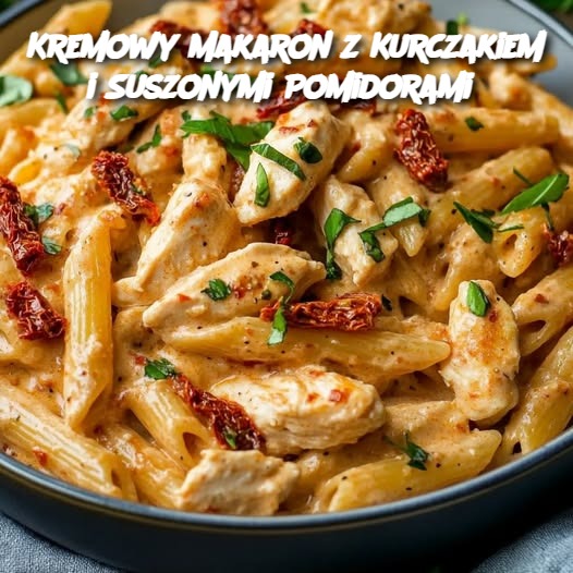 Kremowy Makaron z Kurczakiem i Suszonymi Pomidorami