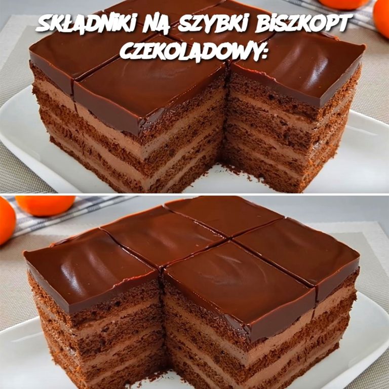 Składniki na szybki biszkopt czekoladowy: