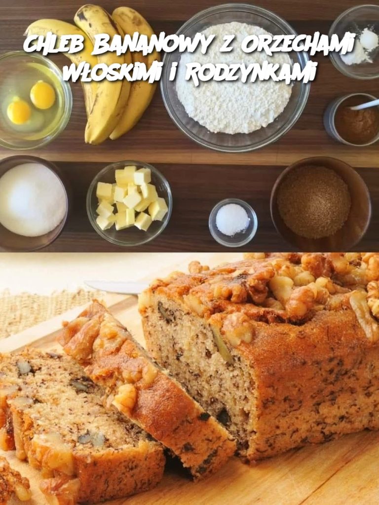 Chleb Bananowy z Orzechami Włoskimi i Rodzynkami