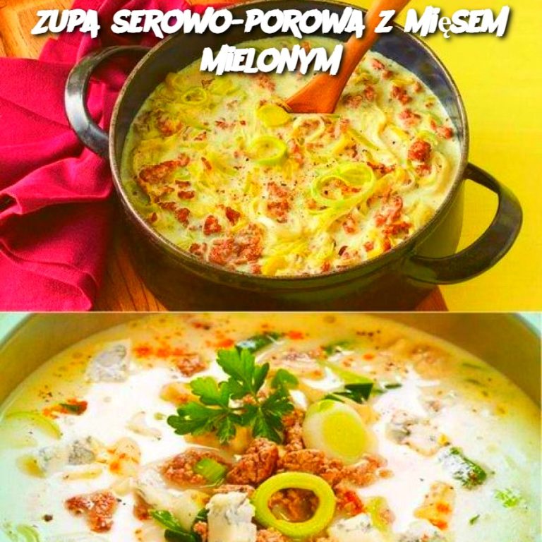 Zupa serowo-porowa z mięsem mielonym