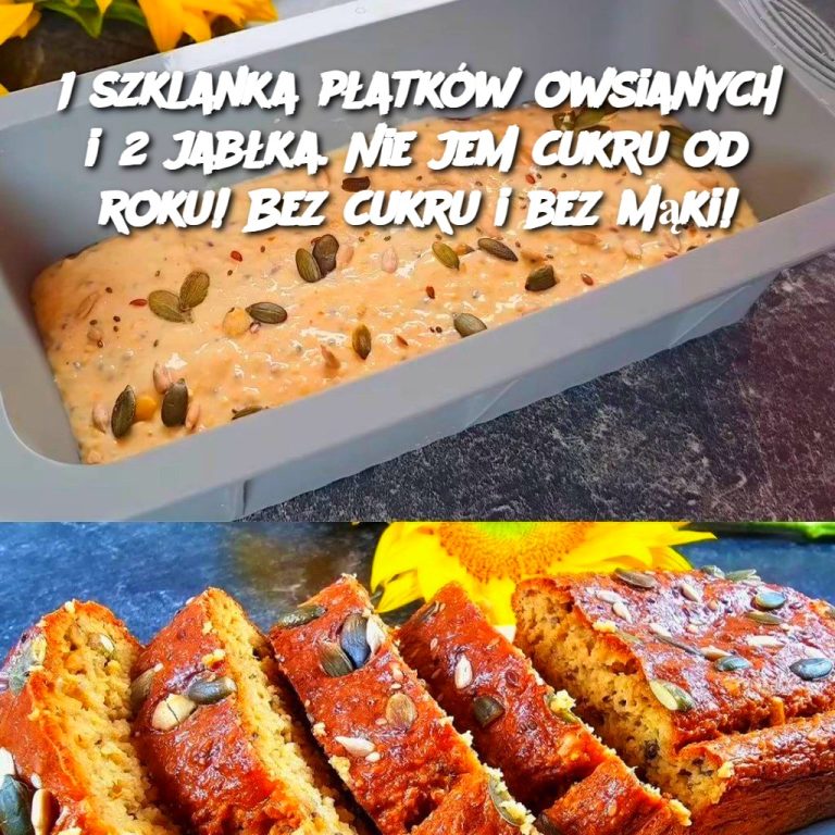 1 szklanka płatków owsianych i 2 jabłka. Nie jem cukru od roku! Bez cukru i bez mąki!