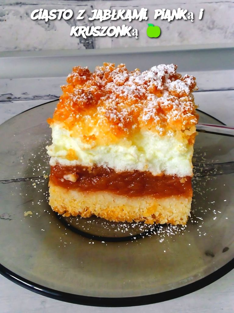 Ciasto z jabłkami, pianką i kruszonką 🍏