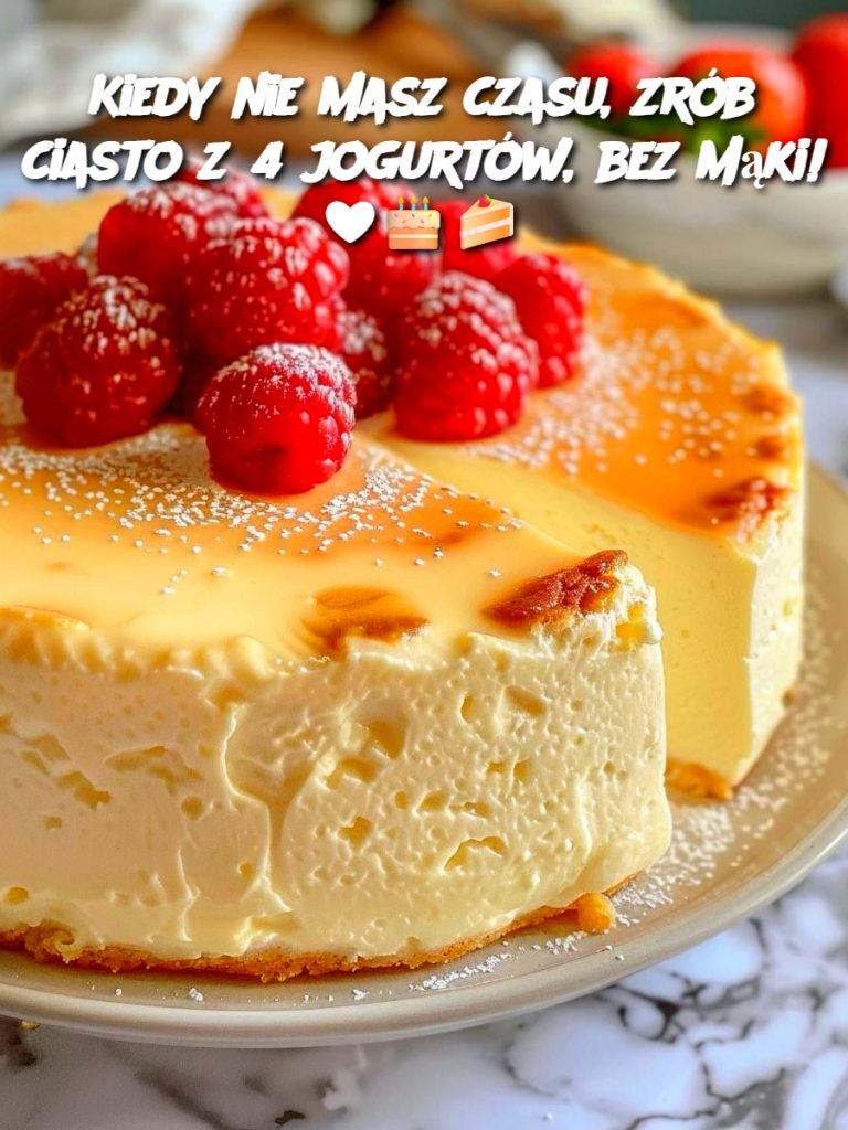 Kiedy nie masz czasu, zrób ciasto z 4 jogurtów, bez mąki! ❤🎂🍰