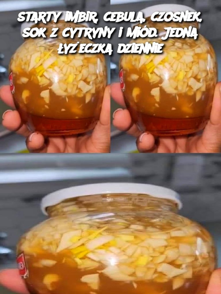 starty imbir, cebula, czosnek, sok z cytryny i miód. Jedna łyżeczka dziennie