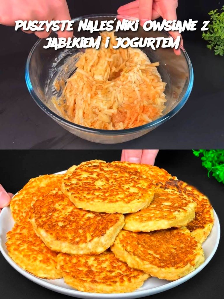 Puszyste naleśniki owsiane z jabłkiem i jogurtem