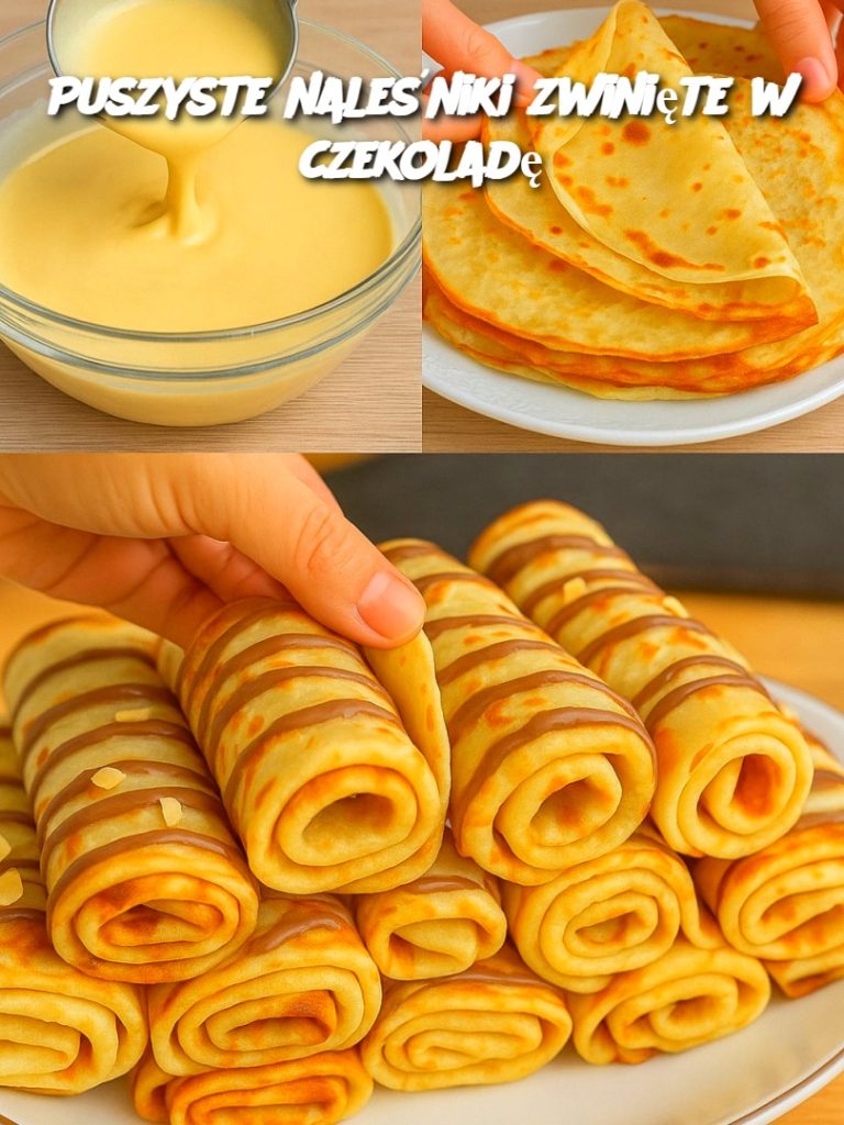 Puszyste naleśniki zwinięte w czekoladę