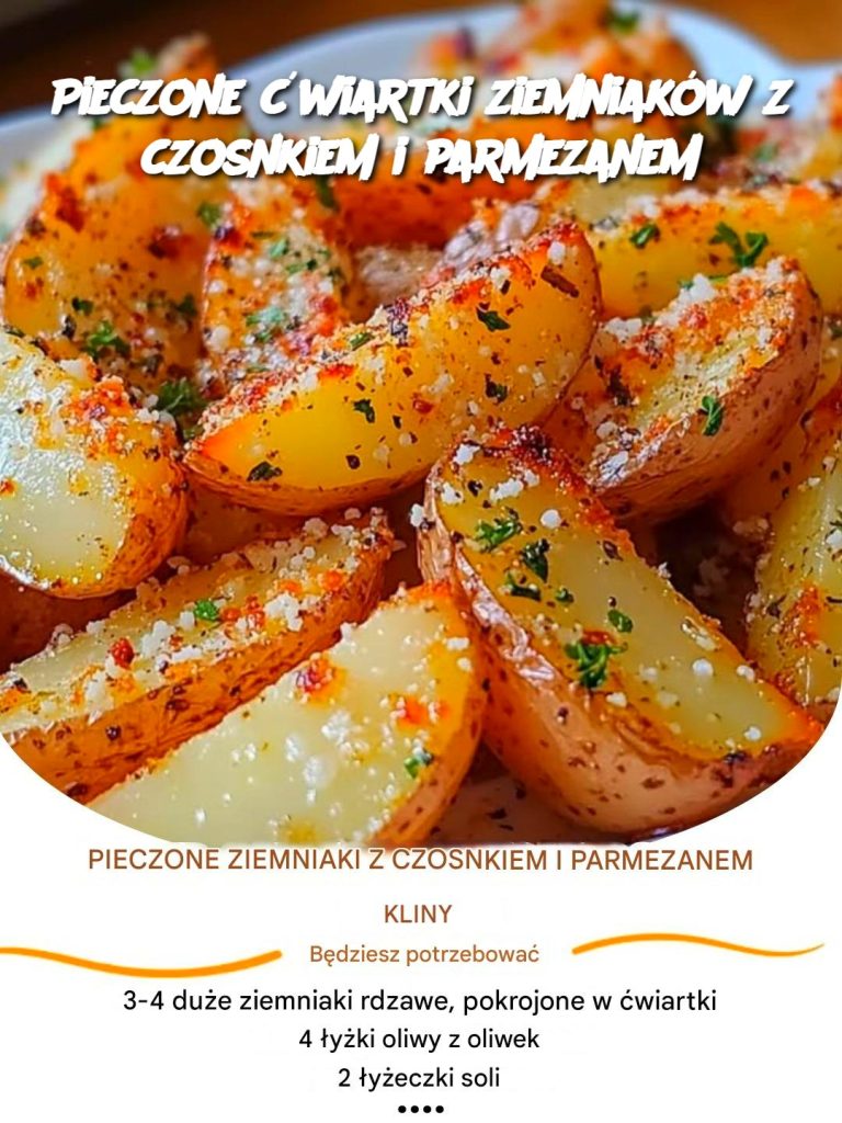 Pieczone ćwiartki ziemniaków z czosnkiem i parmezanem