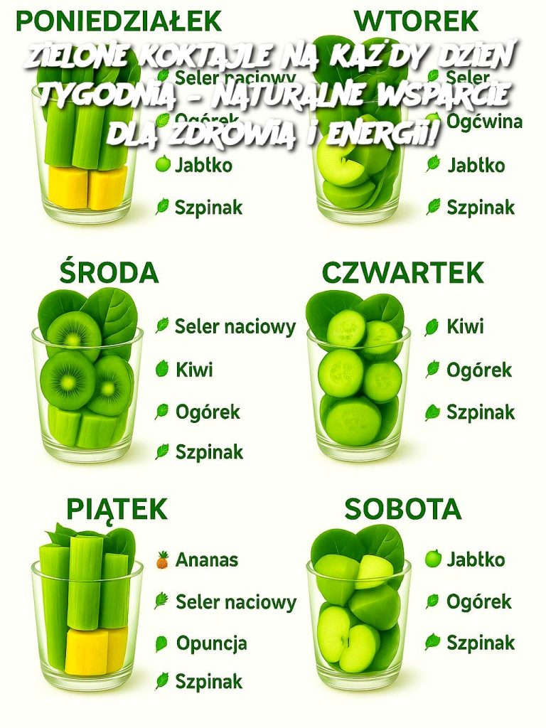 Zielone koktajle na każdy dzień tygodnia – naturalne wsparcie dla zdrowia i energii!