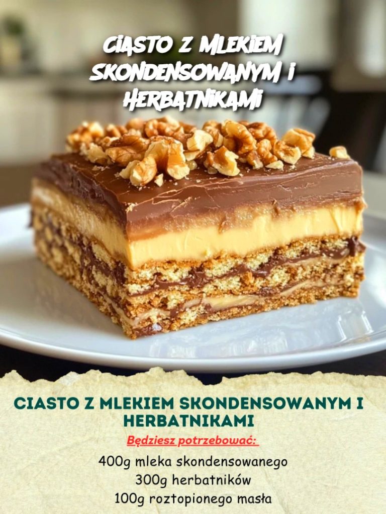 Ciasto z Mlekiem Skondensowanym i Herbatnikami
