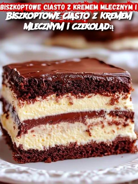 Biszkoptowe Ciasto z Kremem Mlecznym i Czekoladą