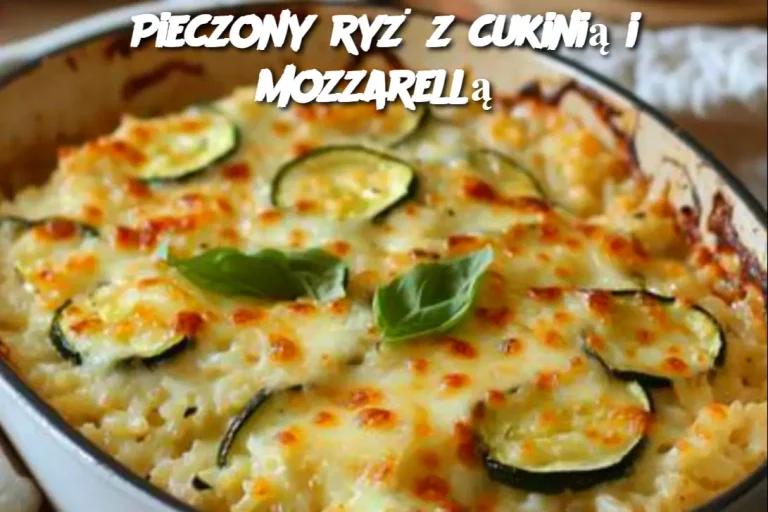 Pieczony ryż z cukinią i mozzarellą